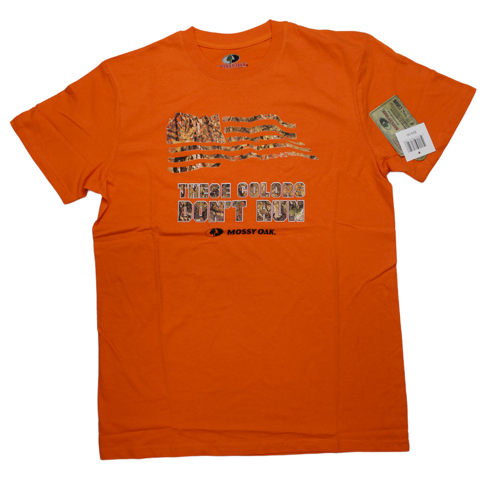 Mossy Oak T-shirt Mens XL Orange 100% Cotton Short Sleeve USA Flag Patriotic NWT